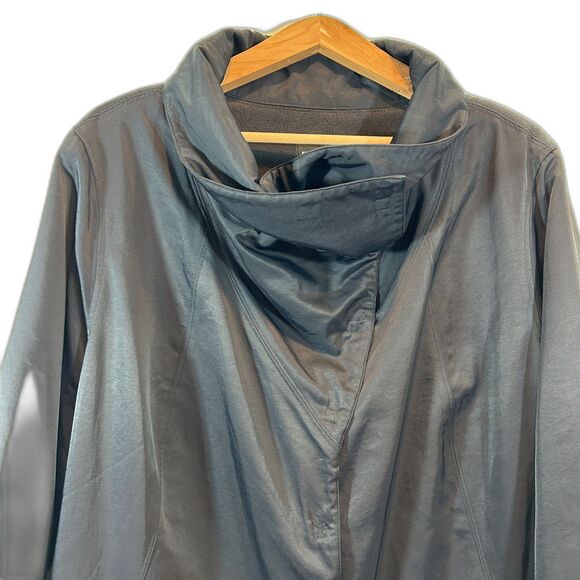Eileen Fisher Black Snap-Front Warm Lightweight Fleece Lined Jacket Size 3X - Picture 9 of 14